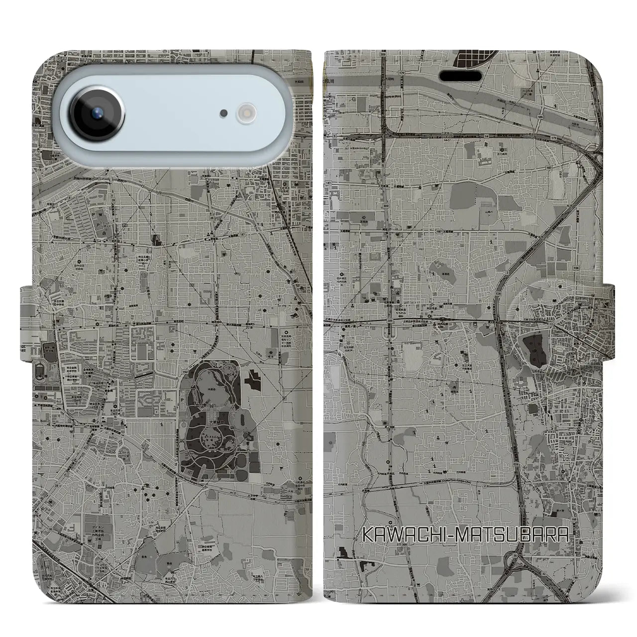 【河内松原（大阪府）】地図柄iPhoneケース（手帳タイプ）