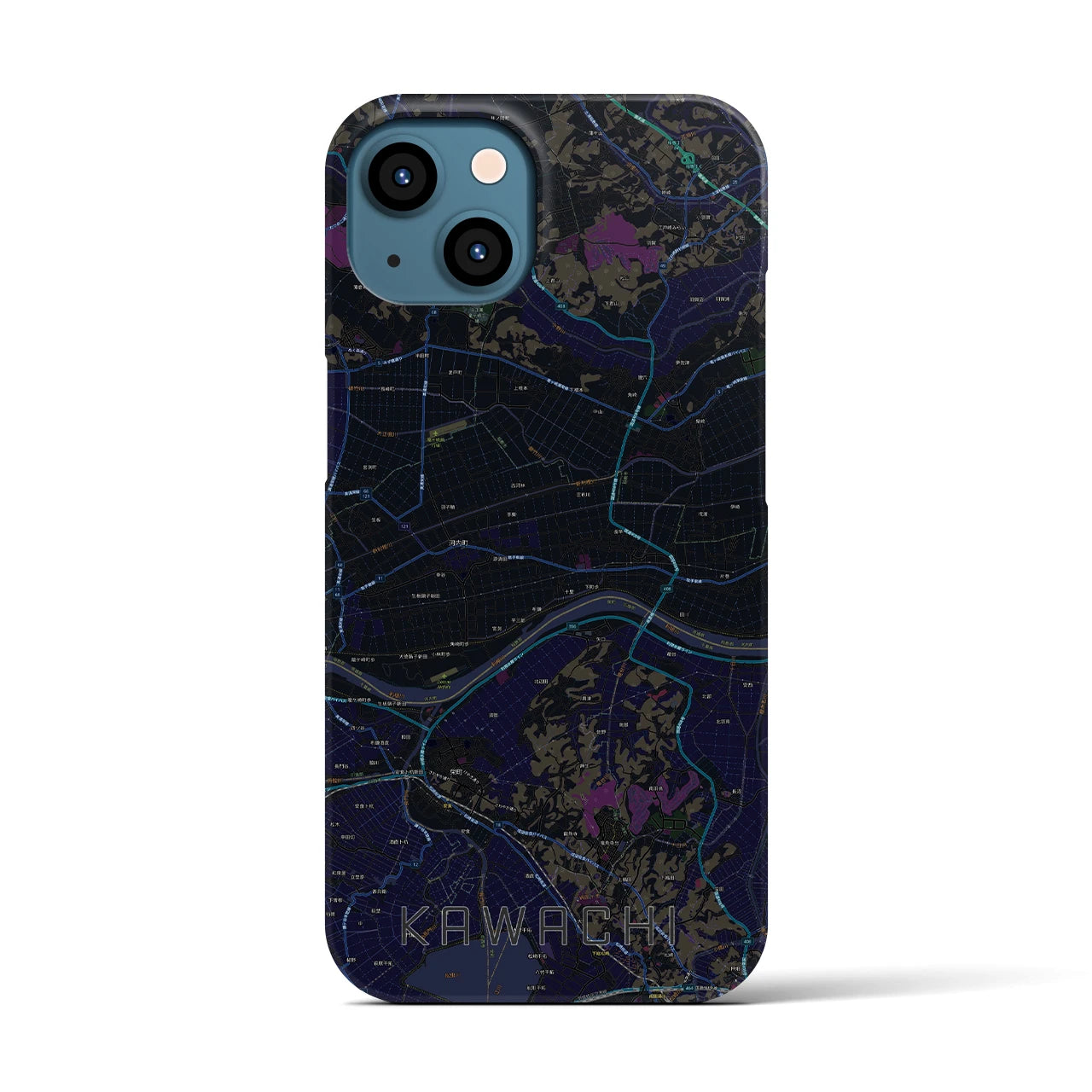 【河内（茨城県）】地図柄iPhoneケース（バックカバータイプ）