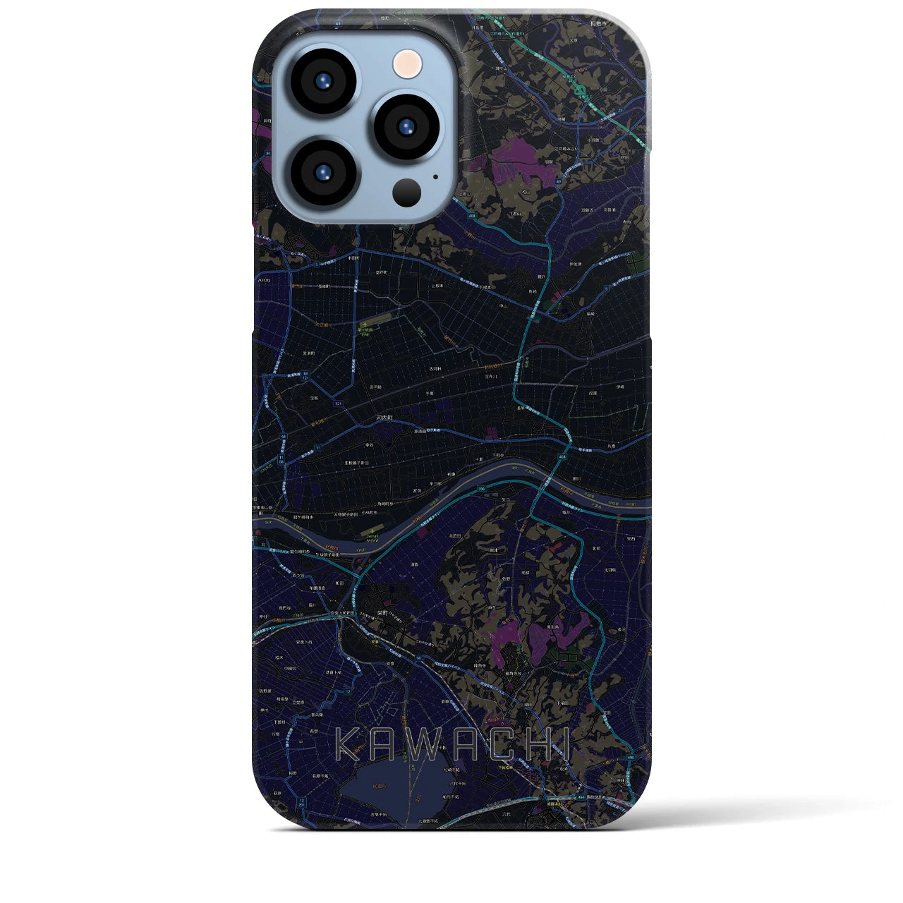 【河内（茨城県）】地図柄iPhoneケース（バックカバータイプ）