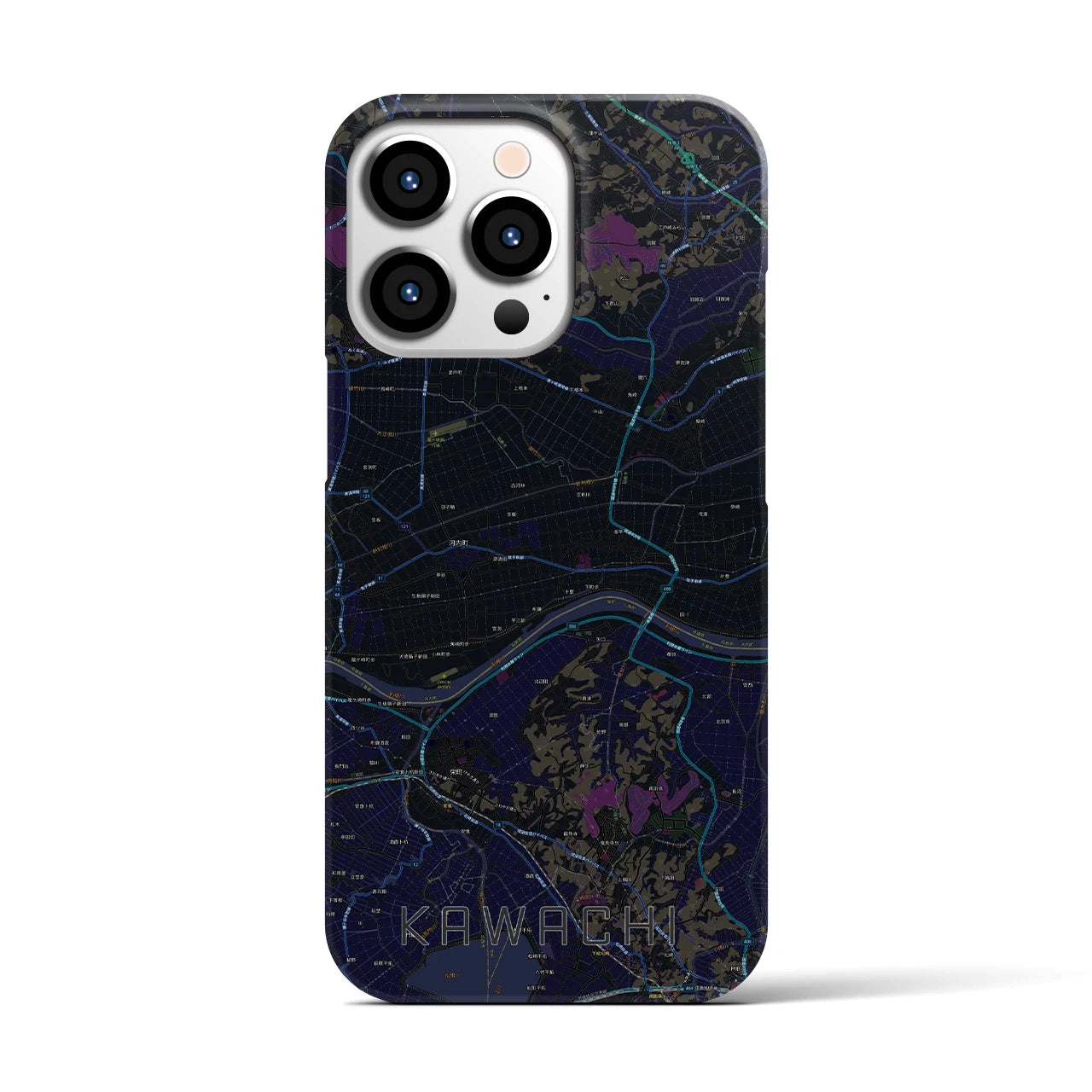 【河内（茨城県）】地図柄iPhoneケース（バックカバータイプ）