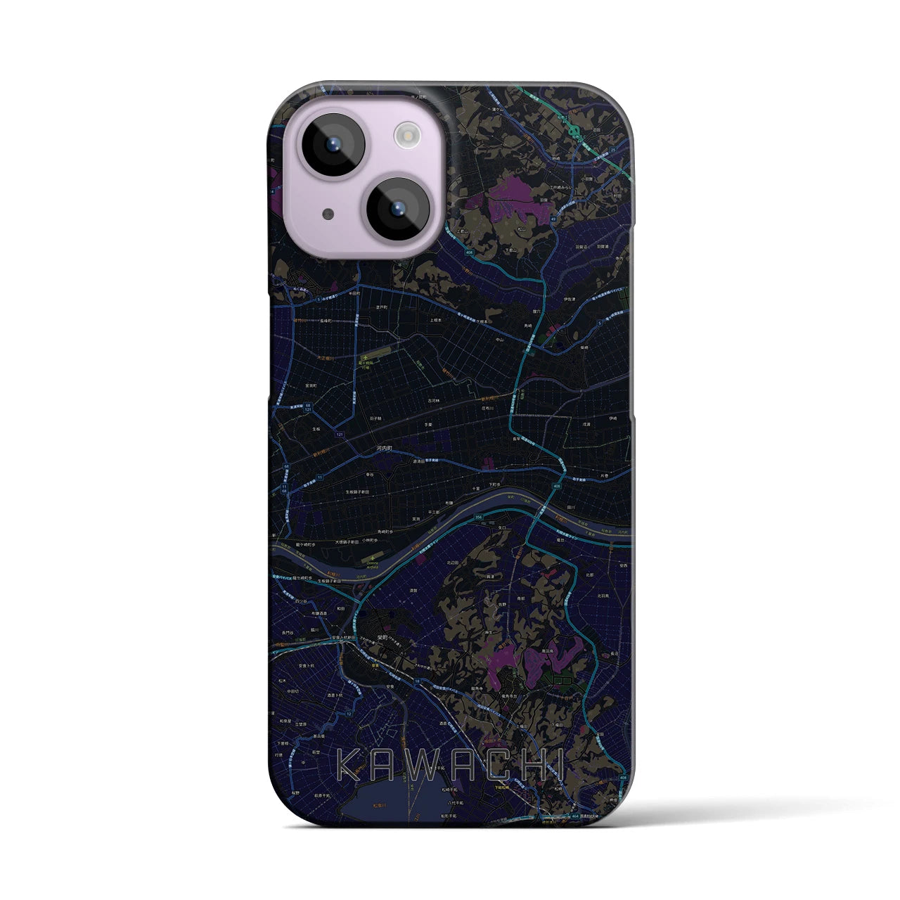 【河内（茨城県）】地図柄iPhoneケース（バックカバータイプ）