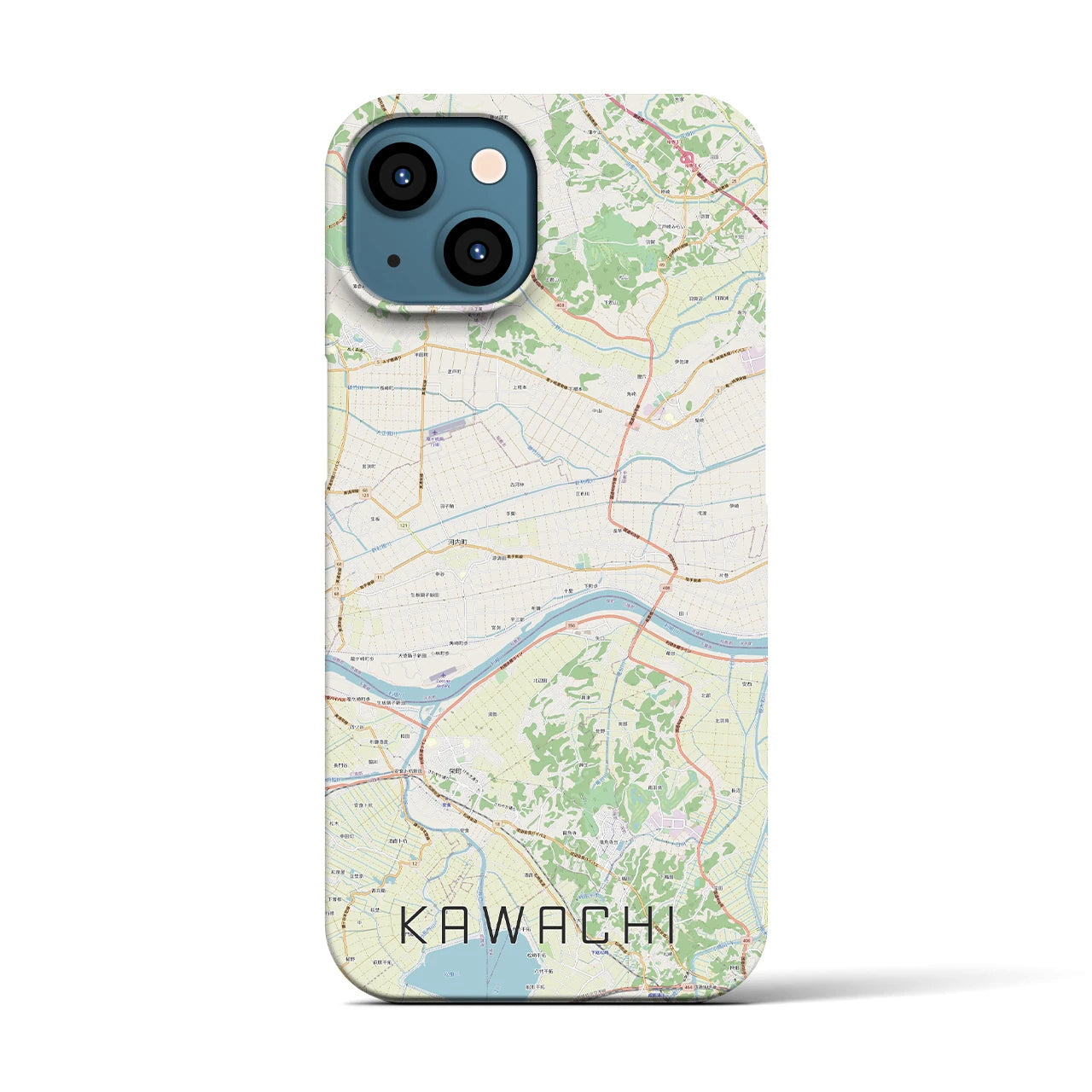 【河内（茨城県）】地図柄iPhoneケース（バックカバータイプ）