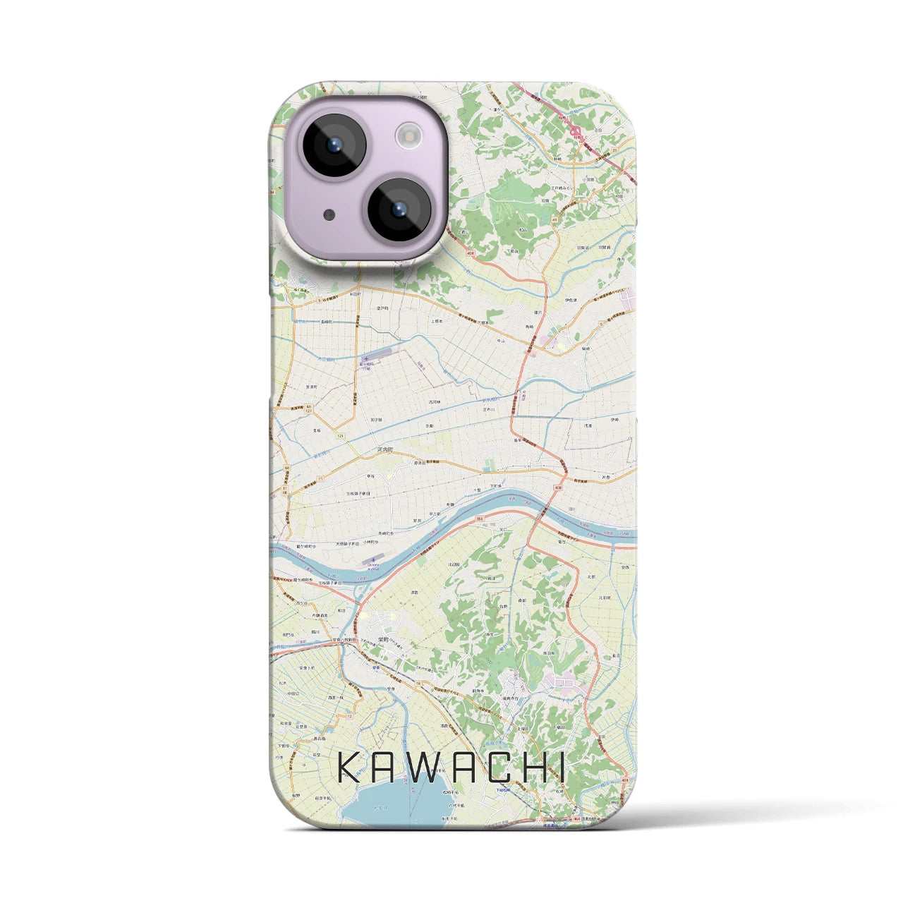 【河内（茨城県）】地図柄iPhoneケース（バックカバータイプ）