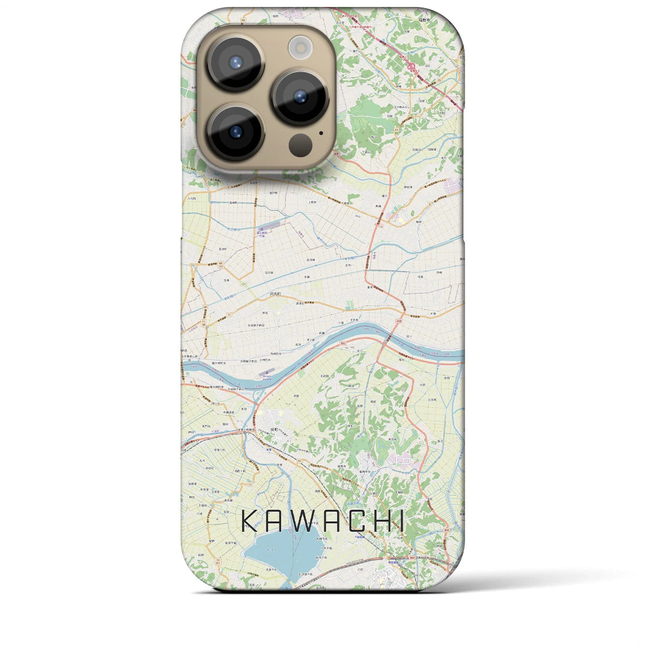 【河内（茨城県）】地図柄iPhoneケース（バックカバータイプ）