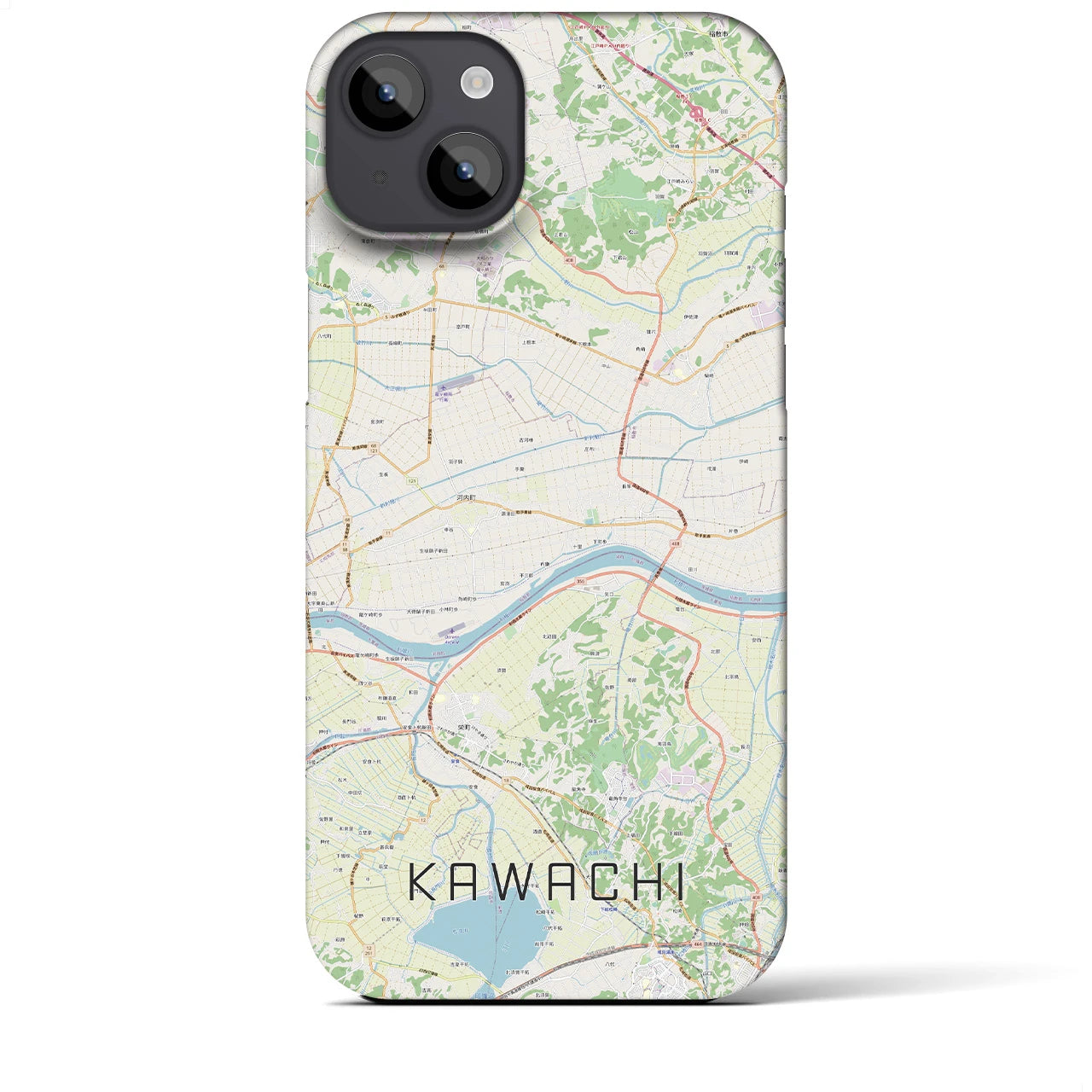 【河内（茨城県）】地図柄iPhoneケース（バックカバータイプ）