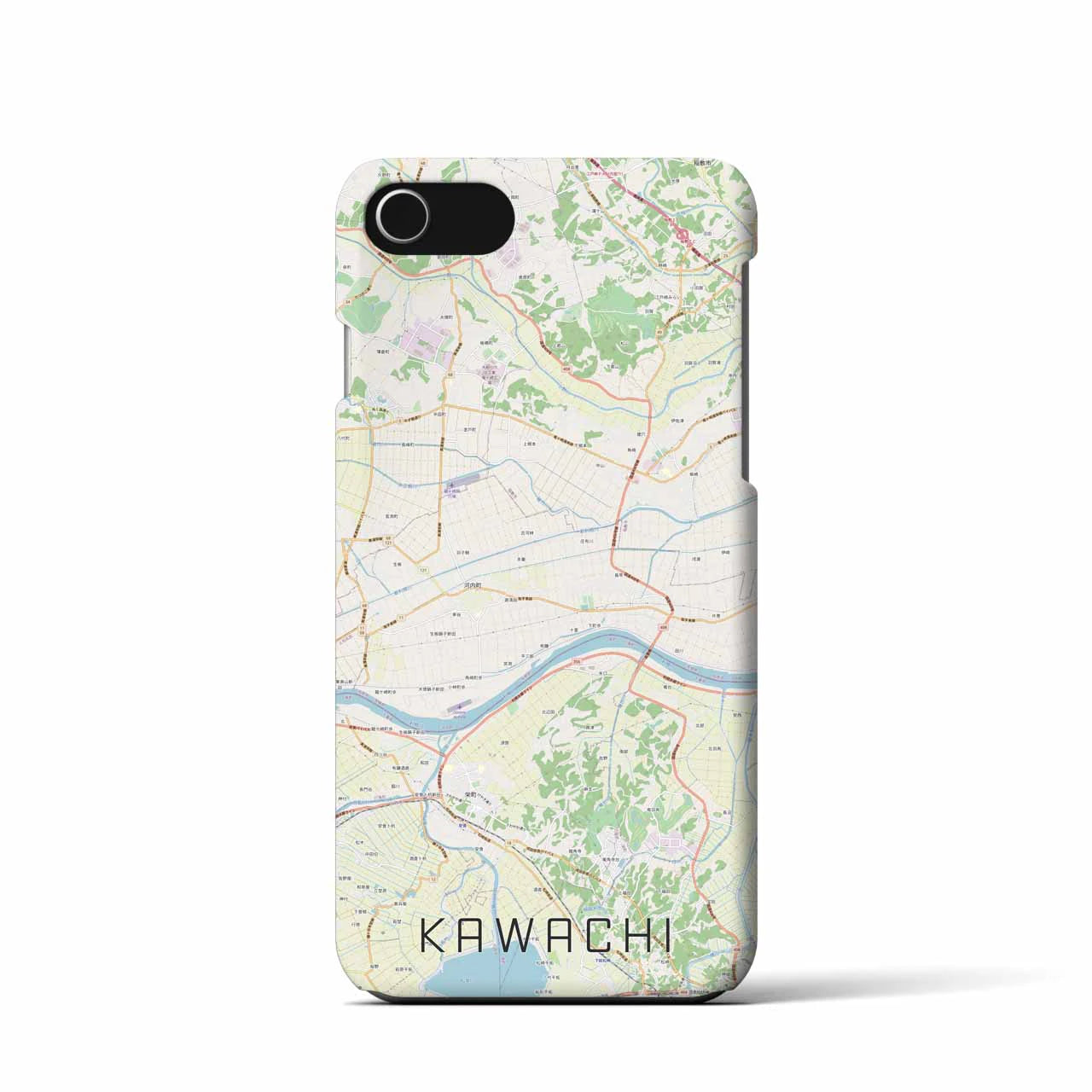 【河内（茨城県）】地図柄iPhoneケース（バックカバータイプ）