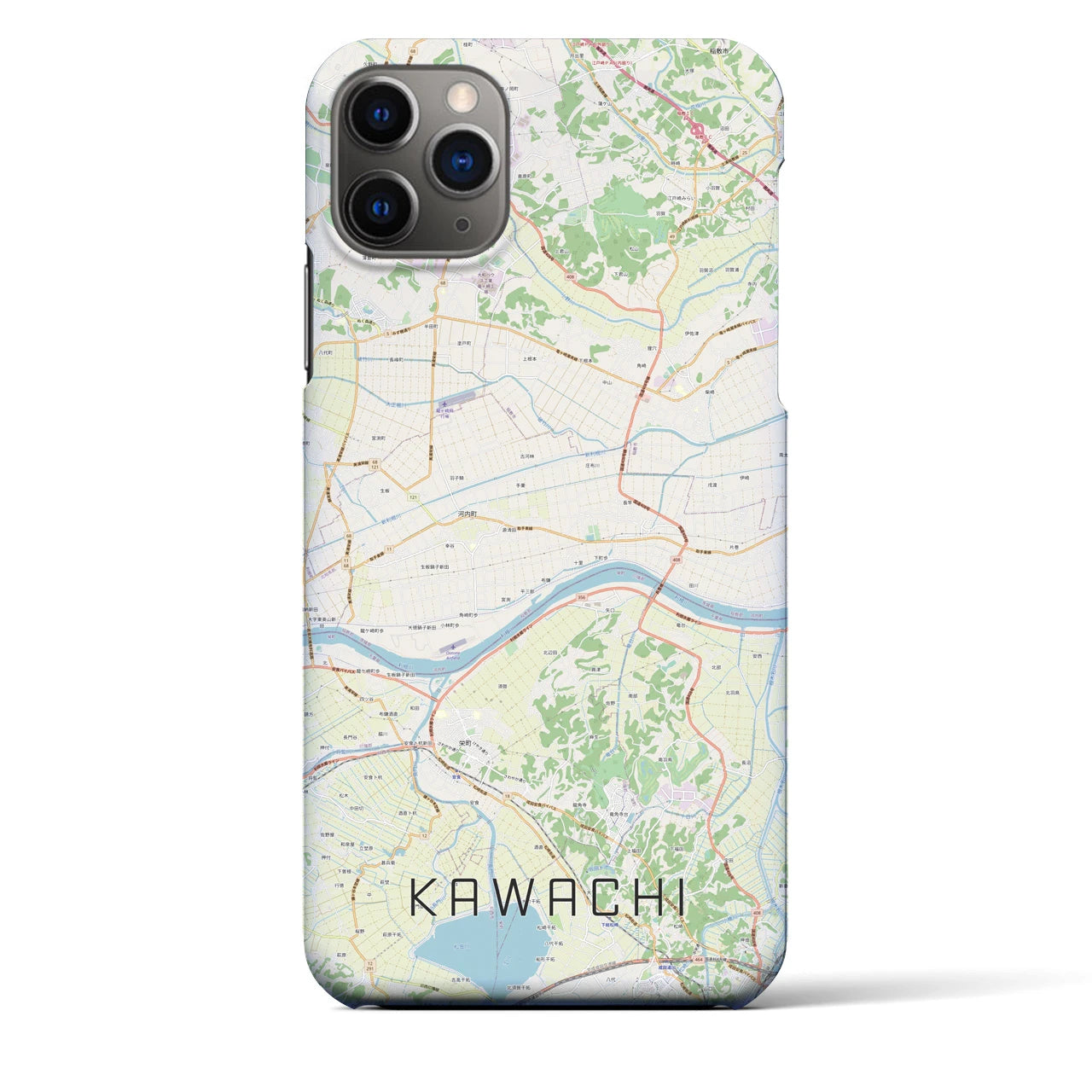 【河内（茨城県）】地図柄iPhoneケース（バックカバータイプ）