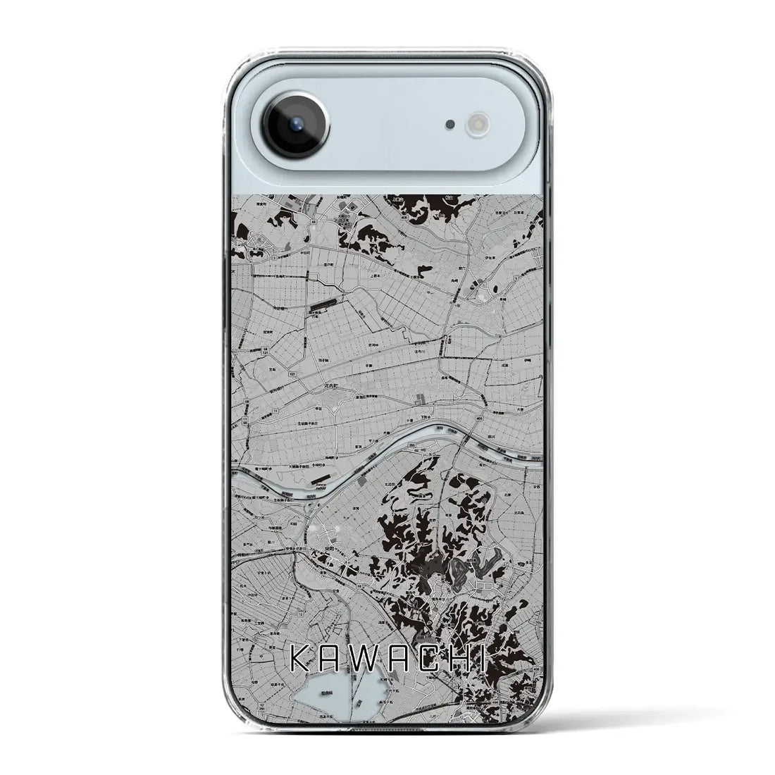 【河内（茨城県）】地図柄iPhoneケース（クリアタイプ）モノトーン・iPhone 17 Pro Max 用