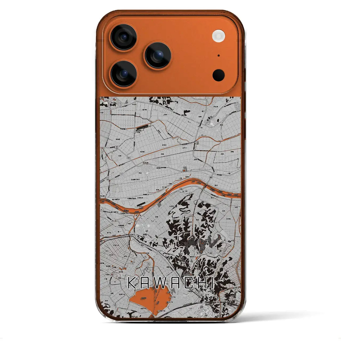 【河内(茨城県)】地図柄iPhoneケース(クリアタイプ)モノトーン・iPhone 17 Pro Max 用