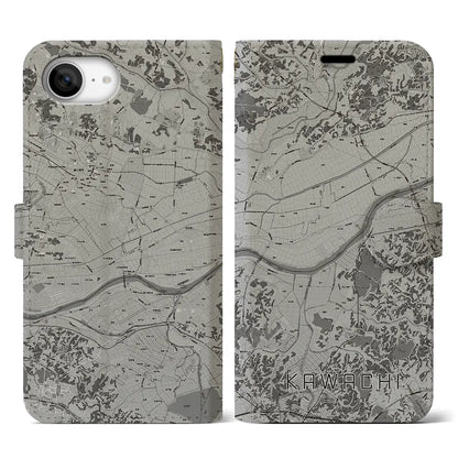 【河内（茨城県）】地図柄iPhoneケース（手帳タイプ）