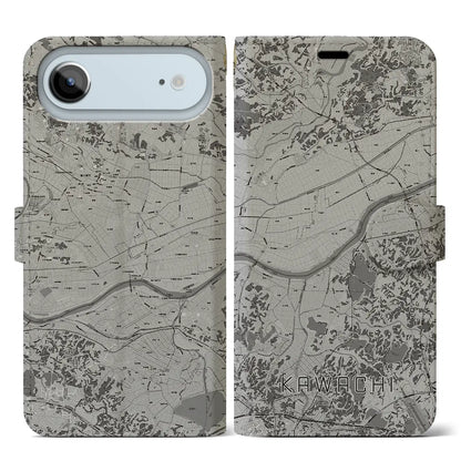 【河内（茨城県）】地図柄iPhoneケース（手帳タイプ）