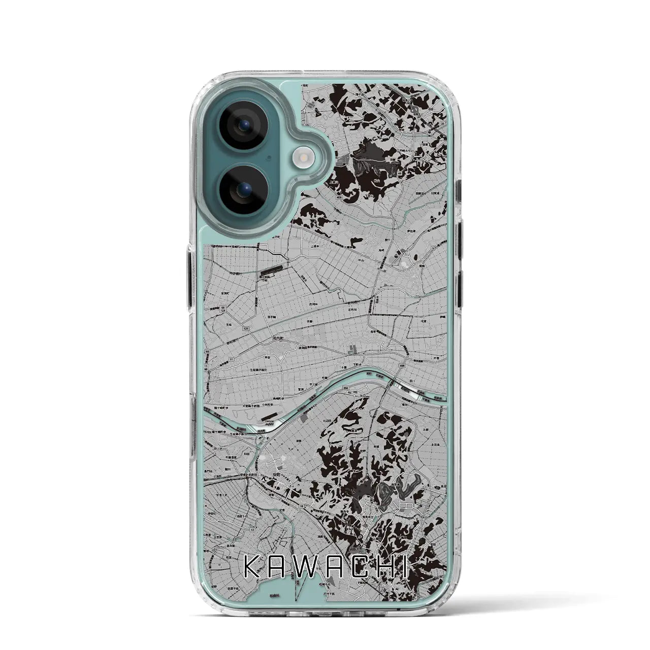 【河内（茨城県）】地図柄iPhoneケース（MagSafeタイプ）モノトーン・iPhone 16 Pro 用