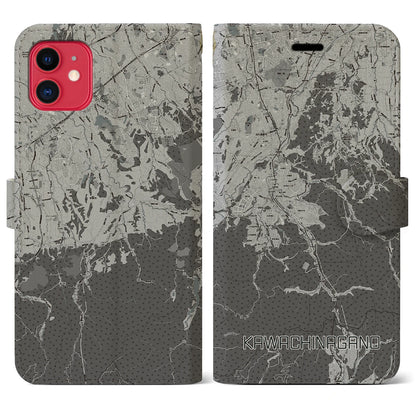 【河内長野（大阪府）】地図柄iPhoneケース（手帳タイプ）モノトーン・iPhone 11 用