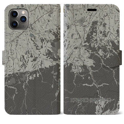 【河内長野（大阪府）】地図柄iPhoneケース（手帳タイプ）モノトーン・iPhone 11 Pro Max 用