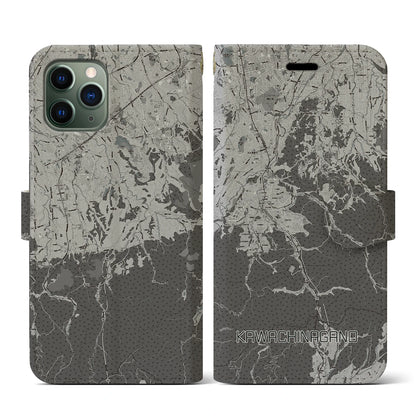 【河内長野（大阪府）】地図柄iPhoneケース（手帳タイプ）モノトーン・iPhone 11 Pro 用