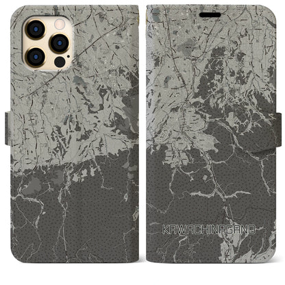 【河内長野（大阪府）】地図柄iPhoneケース（手帳タイプ）モノトーン・iPhone 12 Pro Max 用