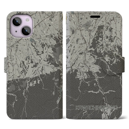 【河内長野（大阪府）】地図柄iPhoneケース（手帳タイプ）モノトーン・iPhone 14 用
