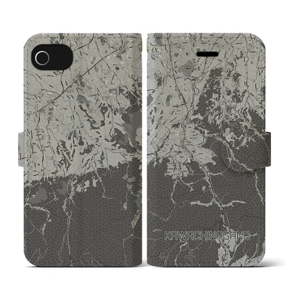 【河内長野（大阪府）】地図柄iPhoneケース（手帳タイプ）モノトーン・iPhone SE（第3 / 第2世代） / 8 / 7 / 6s / 6 用