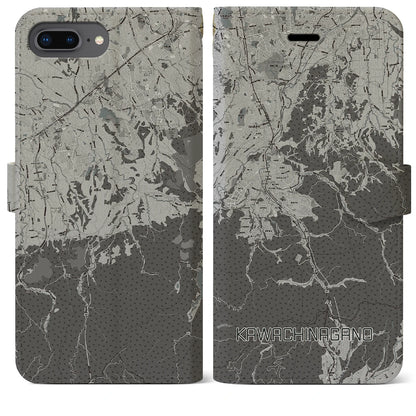 【河内長野（大阪府）】地図柄iPhoneケース（手帳タイプ）モノトーン・iPhone 8Plus /7Plus / 6sPlus / 6Plus 用