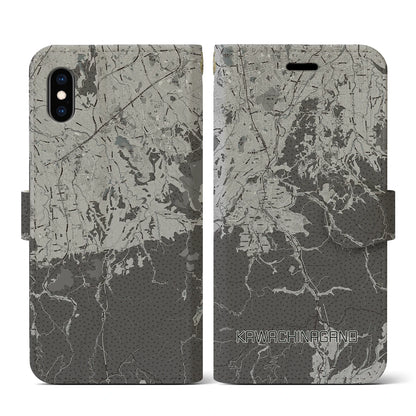 【河内長野（大阪府）】地図柄iPhoneケース（手帳タイプ）モノトーン・iPhone XS / X 用