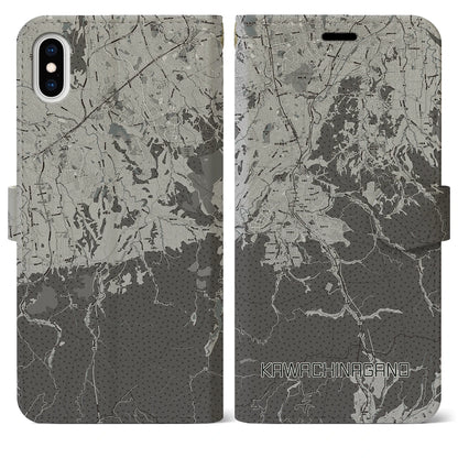 【河内長野（大阪府）】地図柄iPhoneケース（手帳タイプ）モノトーン・iPhone XS Max 用