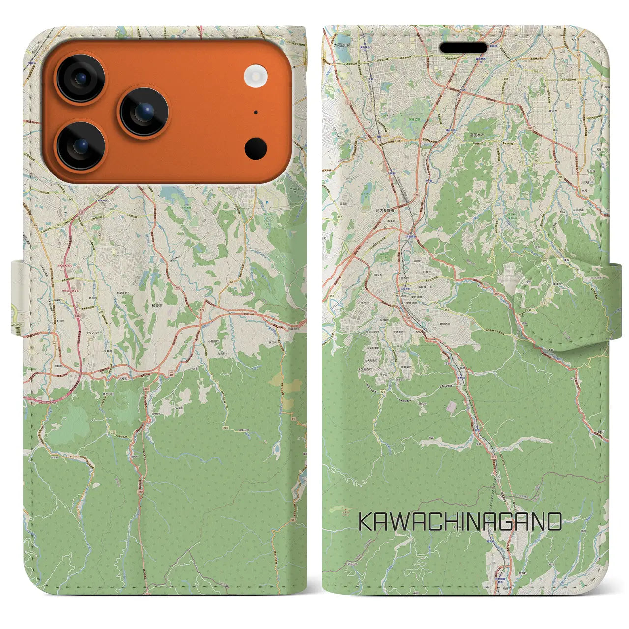 【河内長野（大阪府）】地図柄iPhoneケース（手帳タイプ）