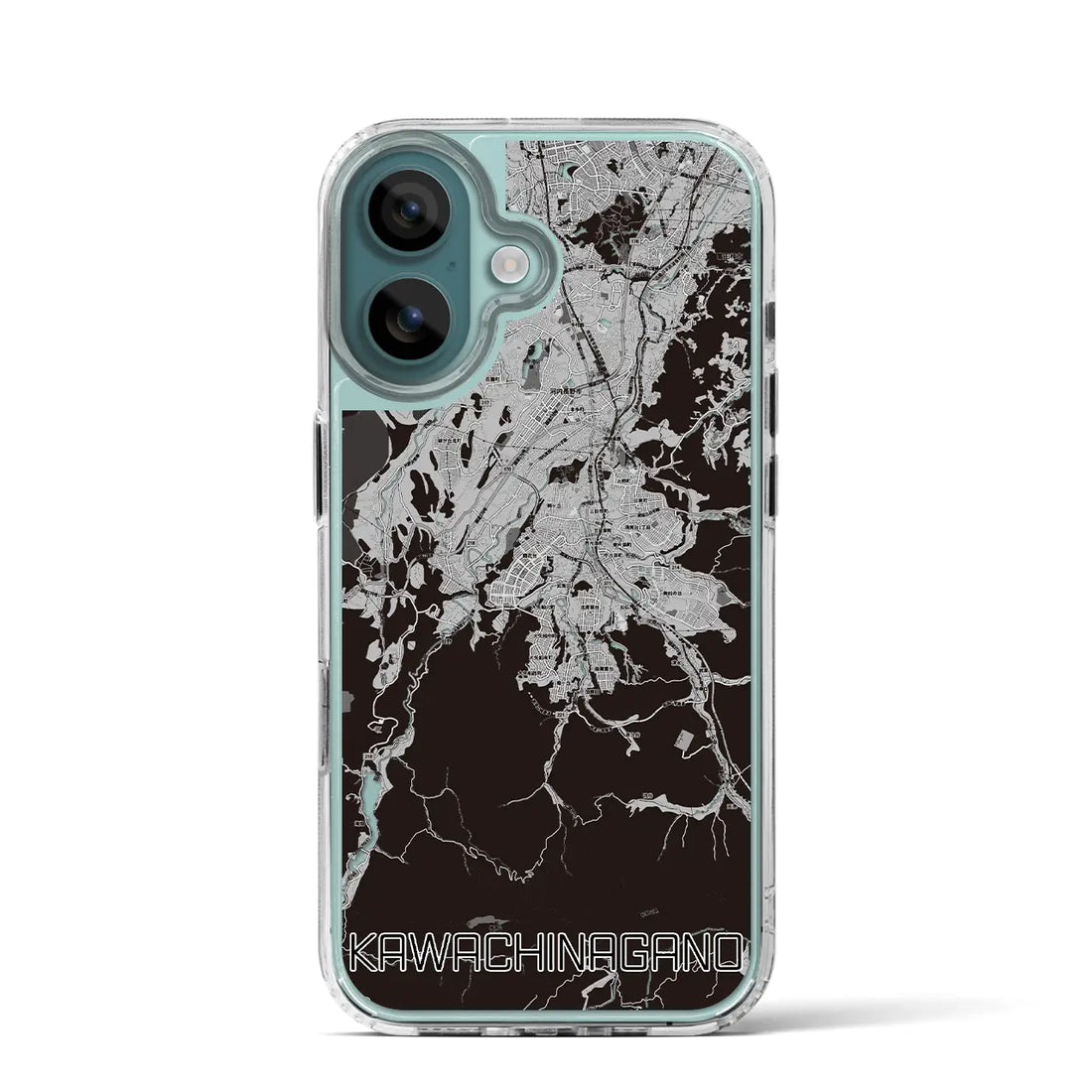 【河内長野(大阪府)】地図柄iPhoneケース(MagSafeタイプ)モノトーン・iPhone 16 Pro 用