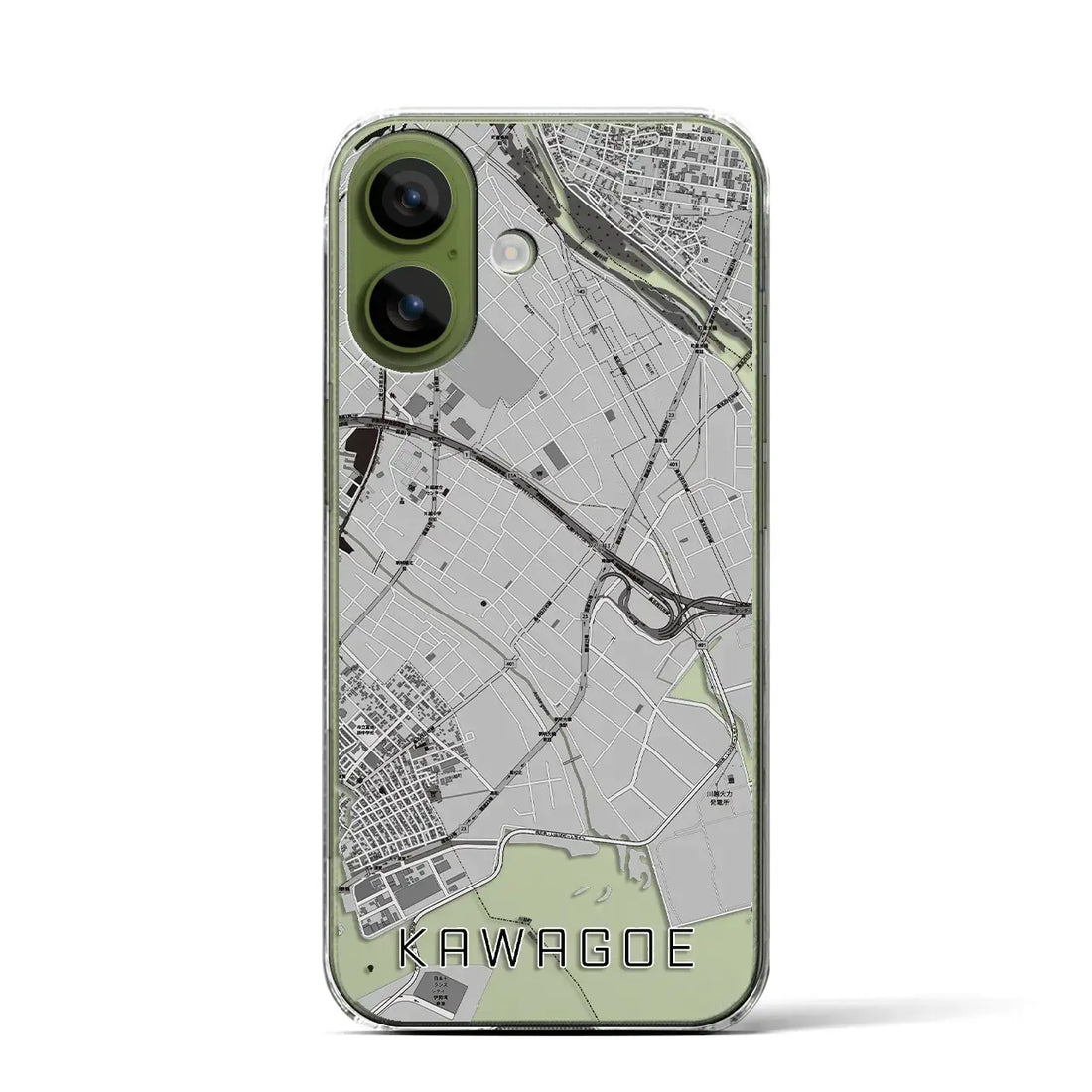 【川越（三重県）】地図柄iPhoneケース（クリアタイプ）モノトーン・iPhone 17 Pro Max 用