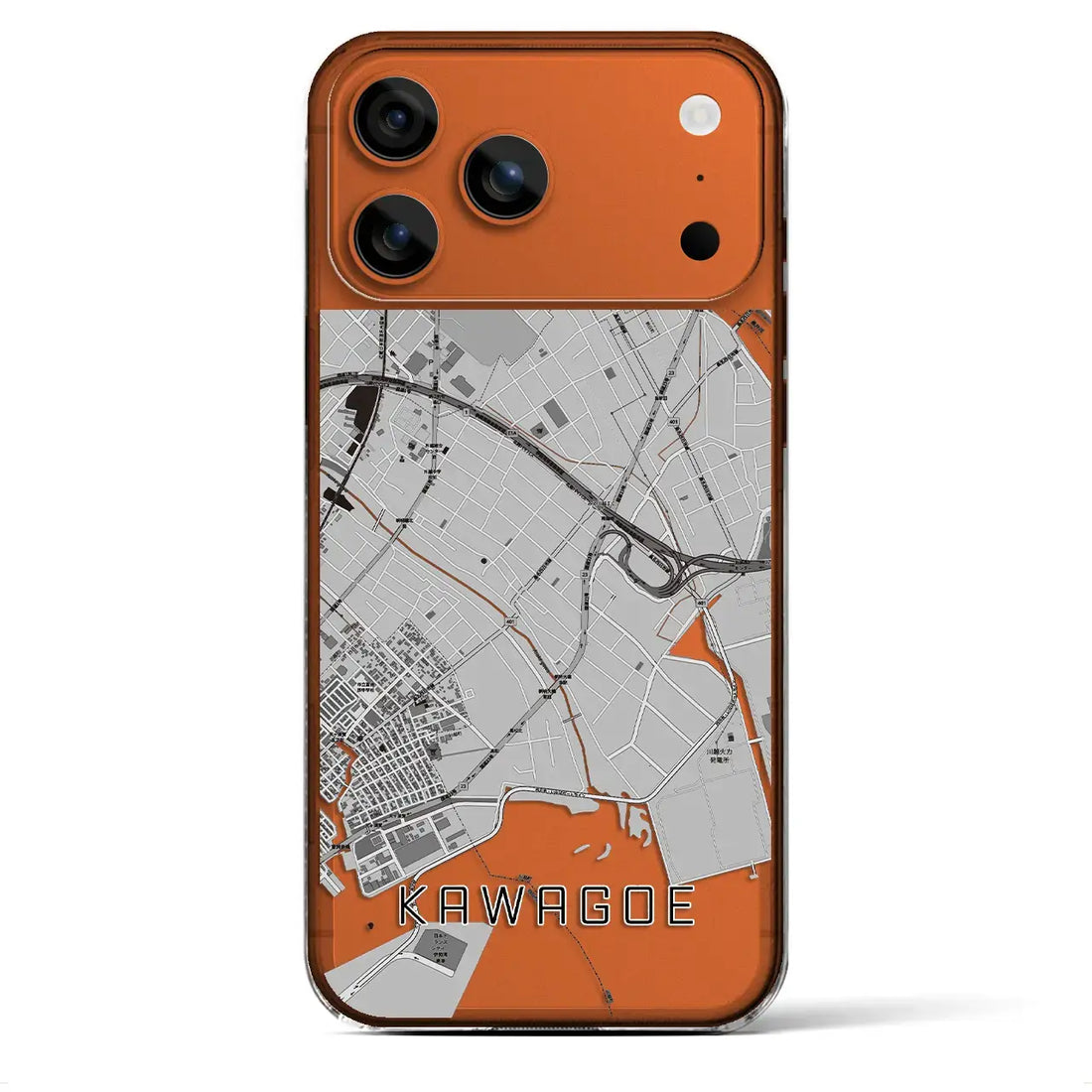 【川越（三重県）】地図柄iPhoneケース（クリアタイプ）モノトーン・iPhone 17 Pro Max 用