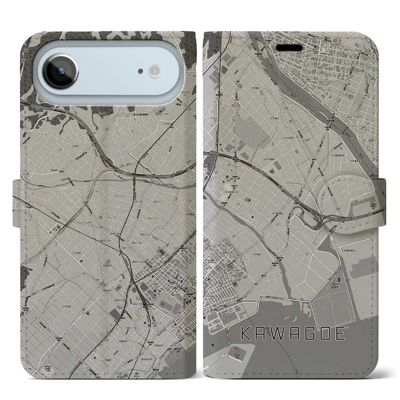 【川越（三重県）】地図柄iPhoneケース（手帳タイプ）