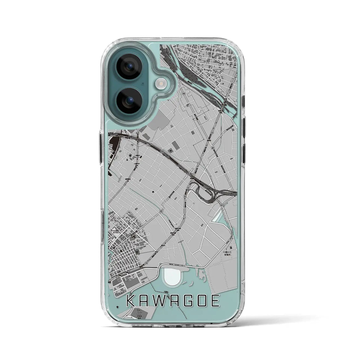 【川越(三重県)】地図柄iPhoneケース(MagSafeタイプ)モノトーン・iPhone 16 Pro 用