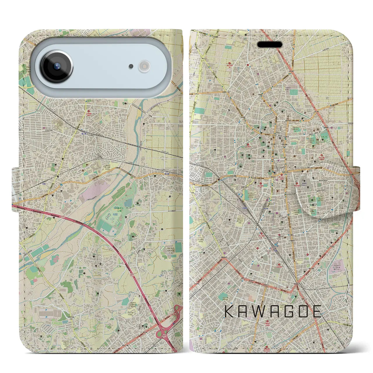 【川越（埼玉県）】地図柄iPhoneケース（手帳タイプ）