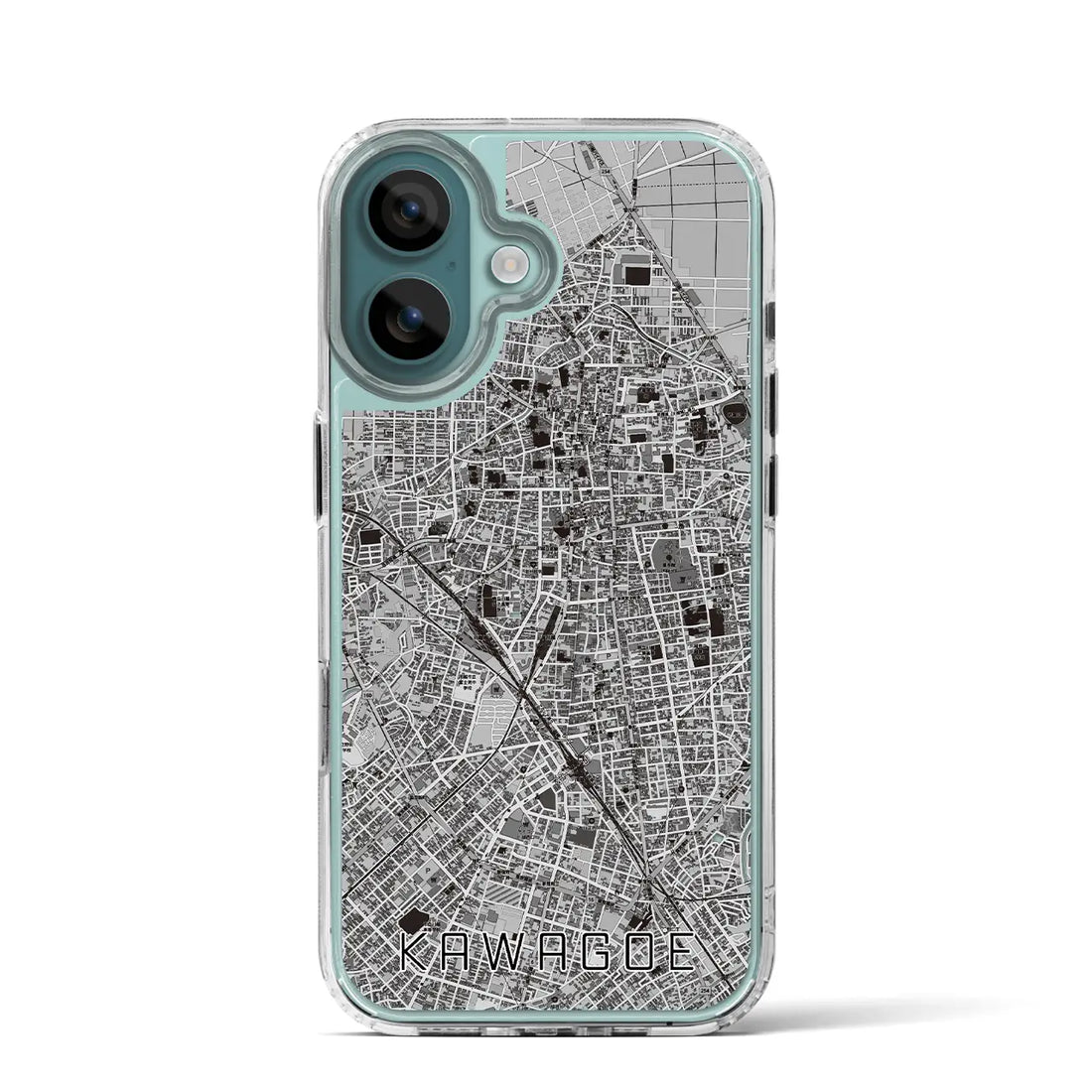 【川越（埼玉県）】地図柄iPhoneケース（MagSafeタイプ）モノトーン・iPhone 16 Pro 用