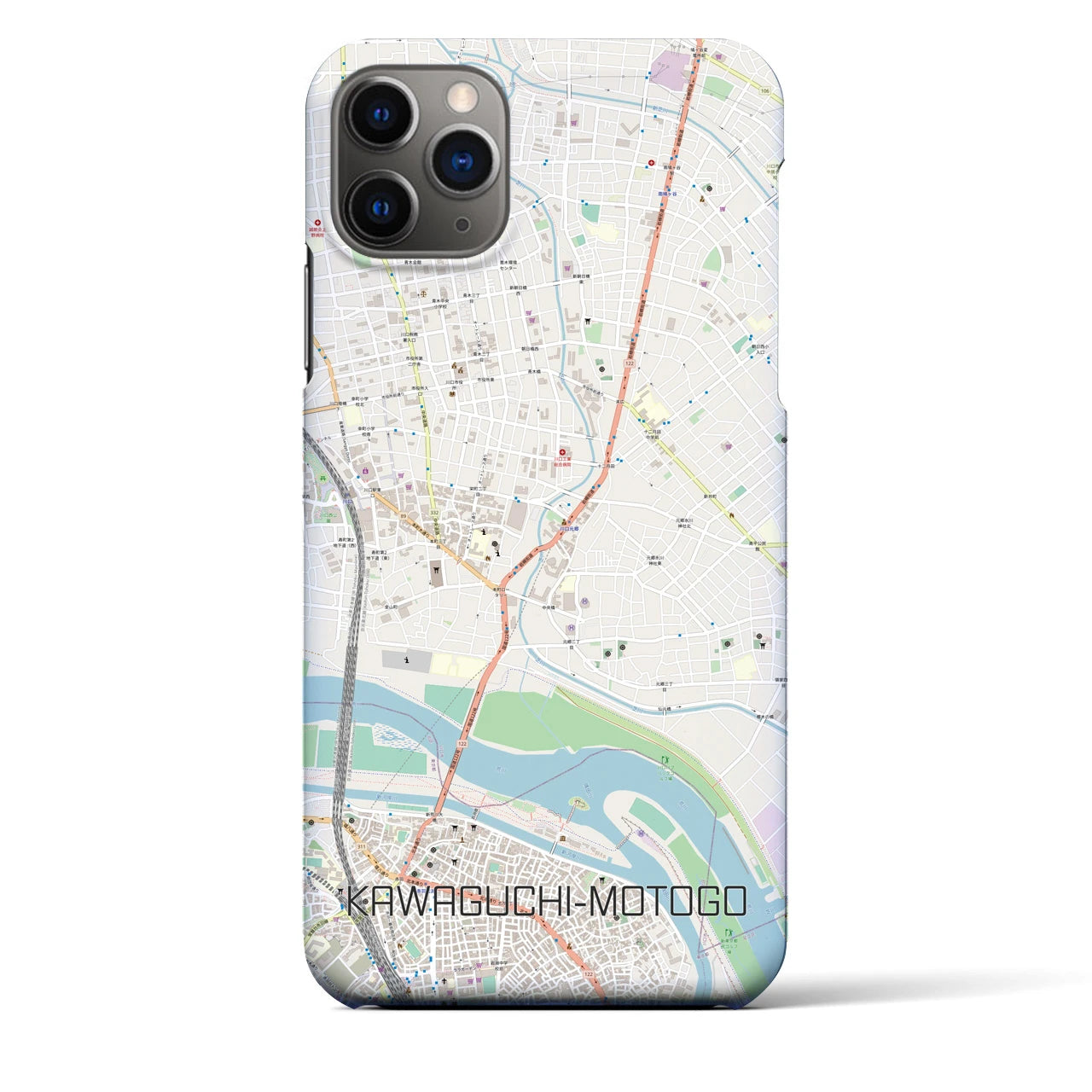 【川口元郷（埼玉県）】地図柄iPhoneケース（バックカバータイプ）