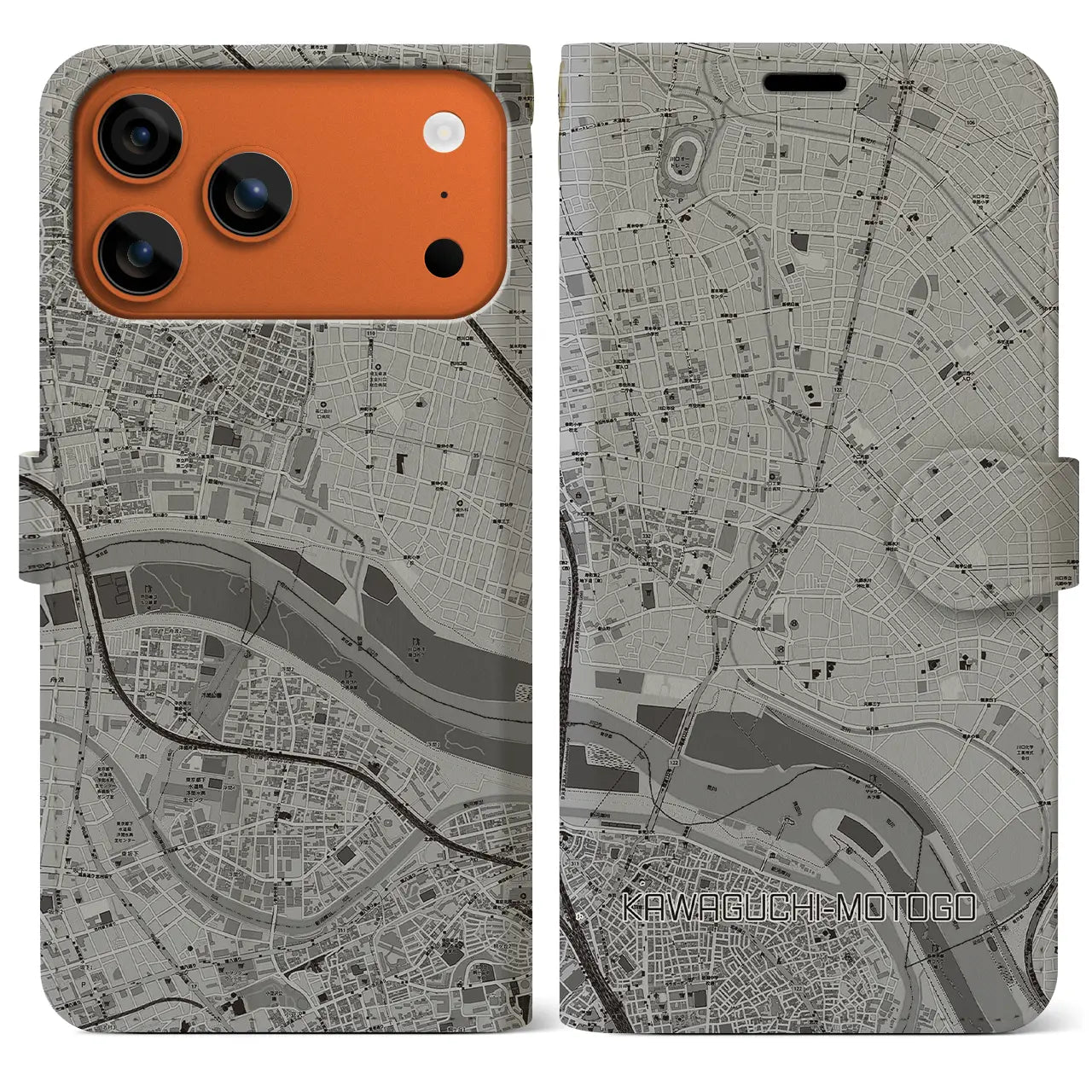 【川口元郷（埼玉県）】地図柄iPhoneケース（手帳タイプ）