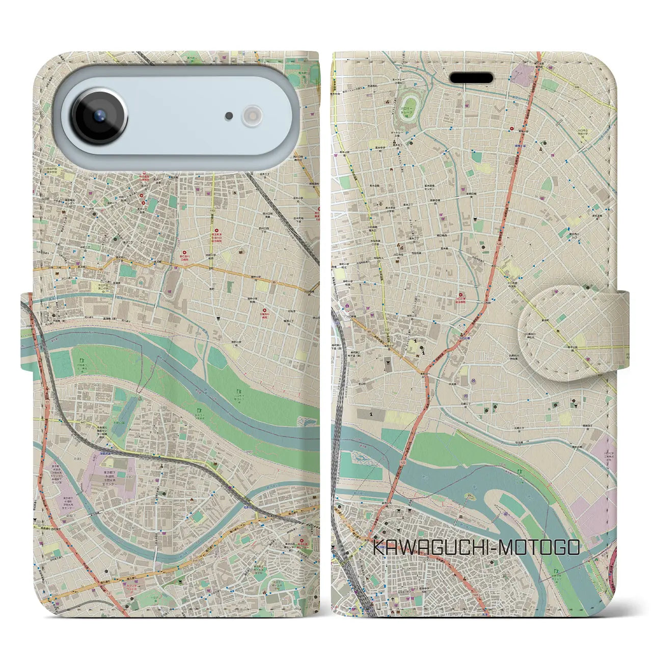 【川口元郷（埼玉県）】地図柄iPhoneケース（手帳タイプ）