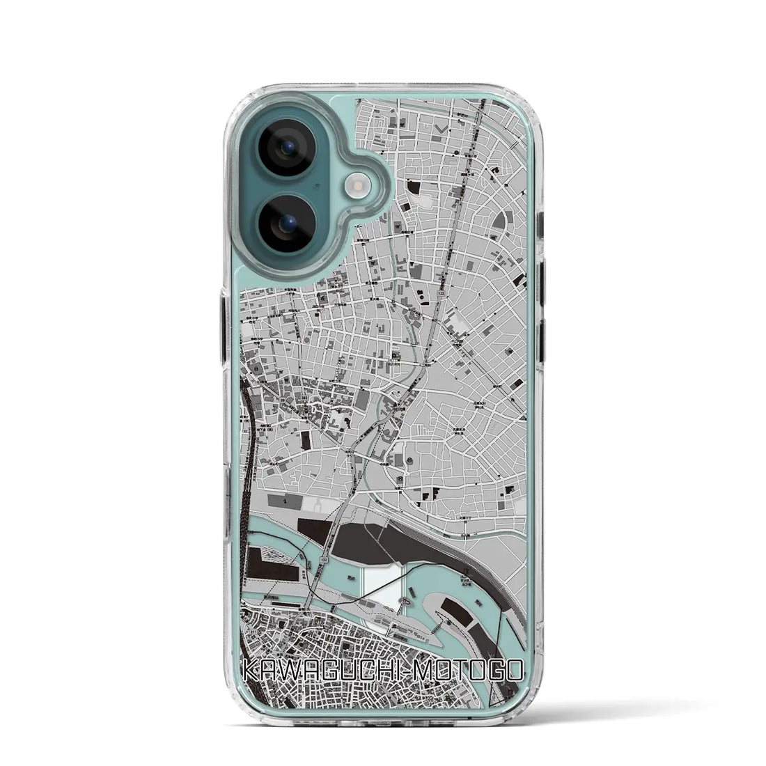 【川口元郷（埼玉県）】地図柄iPhoneケース（MagSafeタイプ）モノトーン・iPhone 16 Pro 用