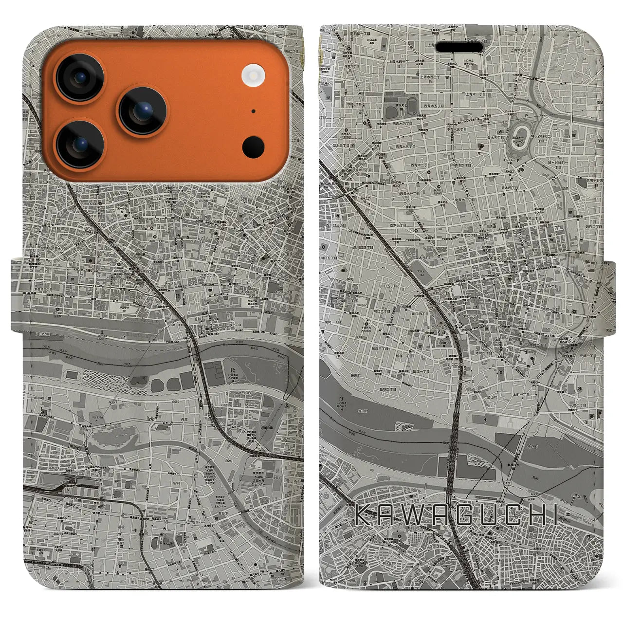 【川口（埼玉県）】地図柄iPhoneケース（手帳タイプ）