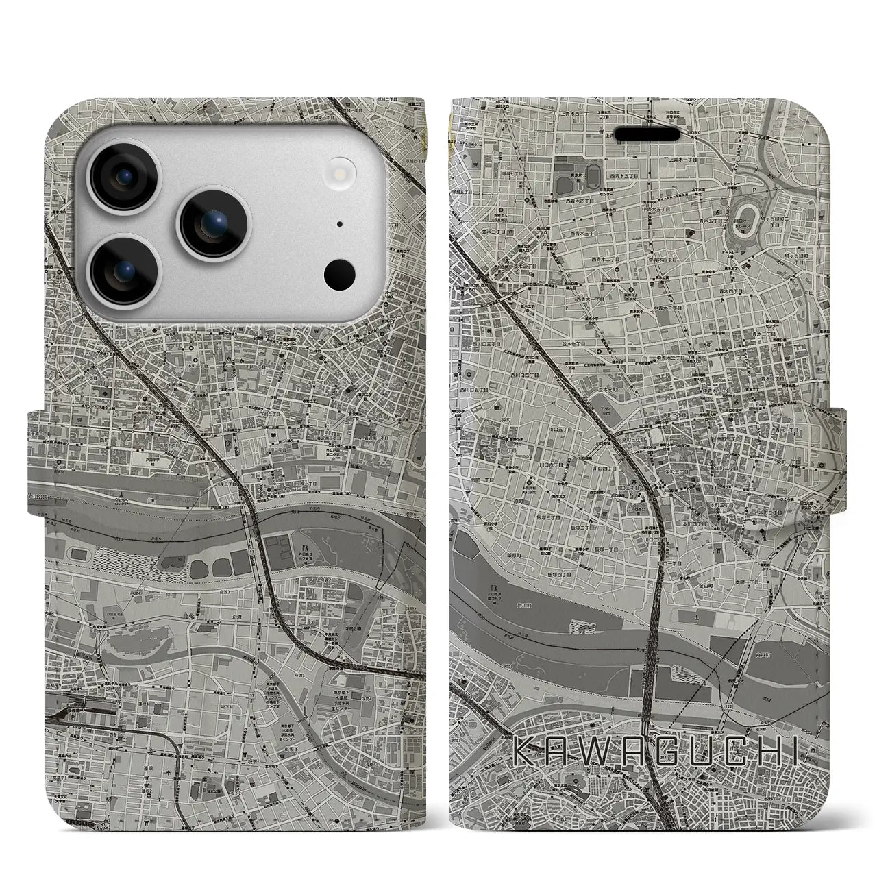 【川口（埼玉県）】地図柄iPhoneケース（手帳タイプ）