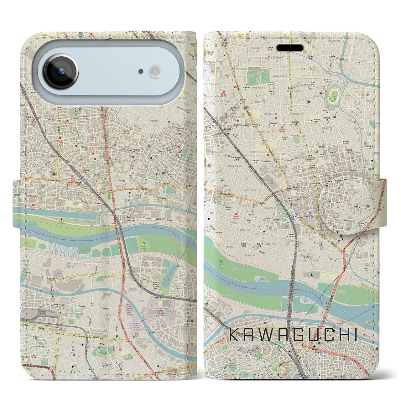 【川口（埼玉県）】地図柄iPhoneケース（手帳タイプ）