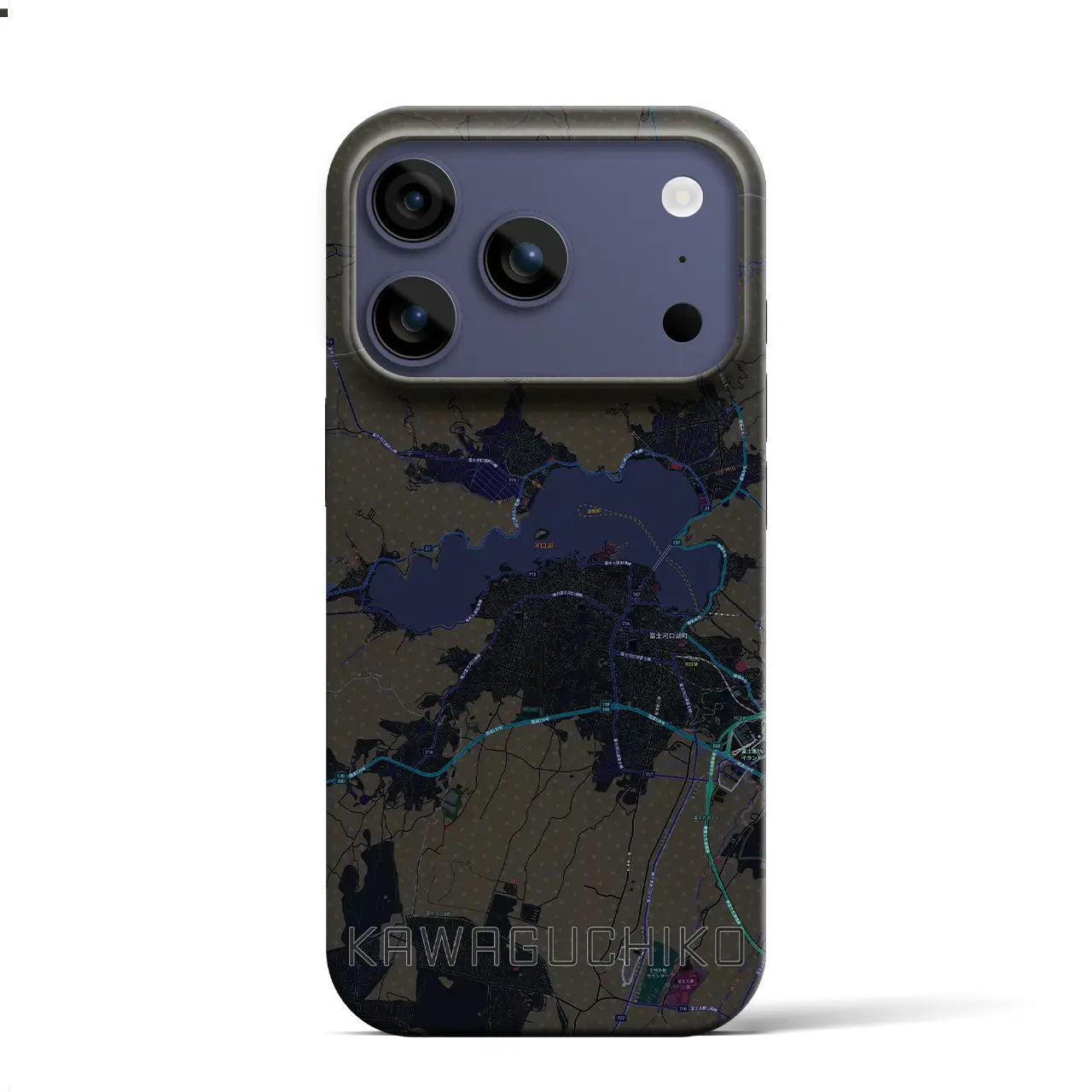 【河口湖（山梨県）】地図柄iPhoneケース（バックカバータイプ）