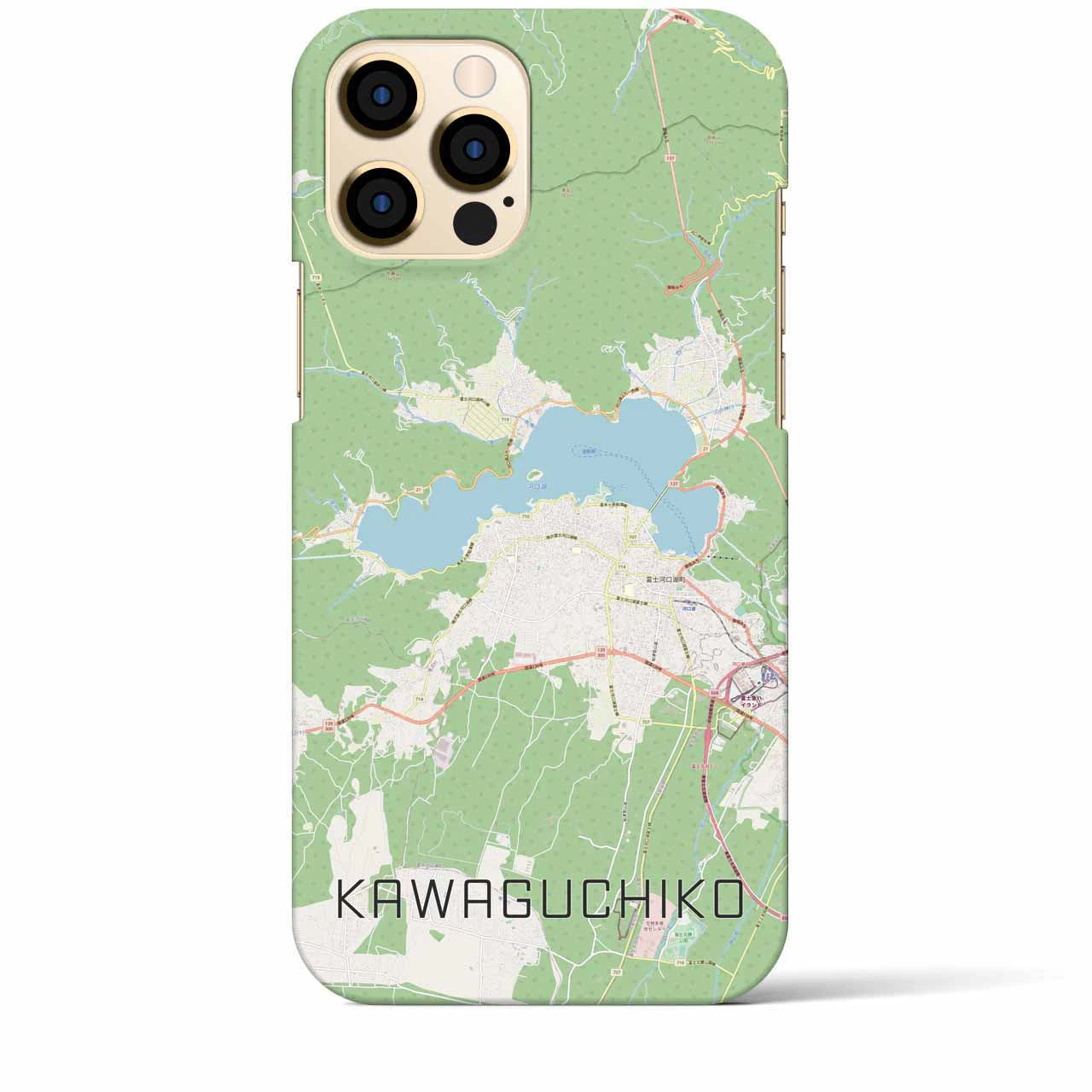 【河口湖（山梨県）】地図柄iPhoneケース（バックカバータイプ）