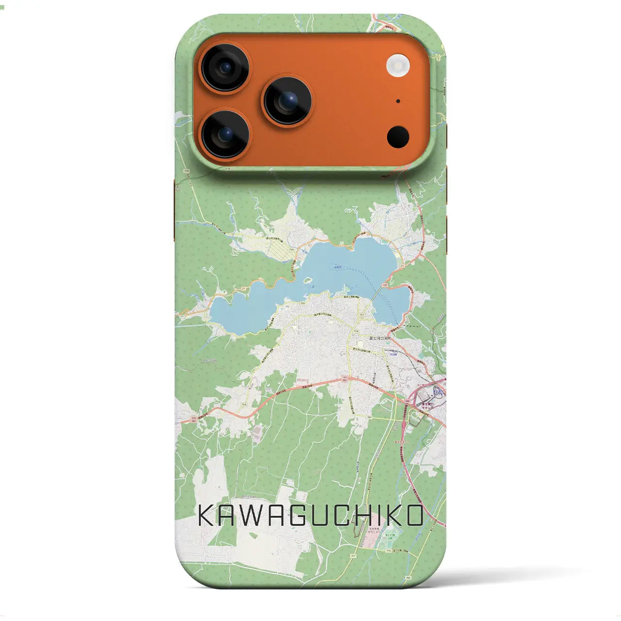 【河口湖（山梨県）】地図柄iPhoneケース（バックカバータイプ）