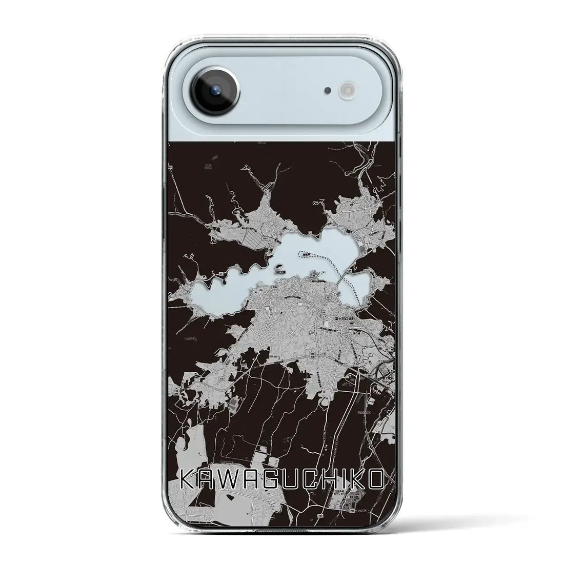 【河口湖（山梨県）】地図柄iPhoneケース（クリアタイプ）モノトーン・iPhone 17 Pro Max 用