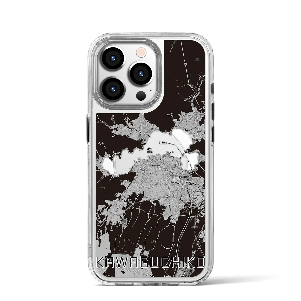 【河口湖（山梨県）】地図柄iPhoneケース（MagSafeタイプ）