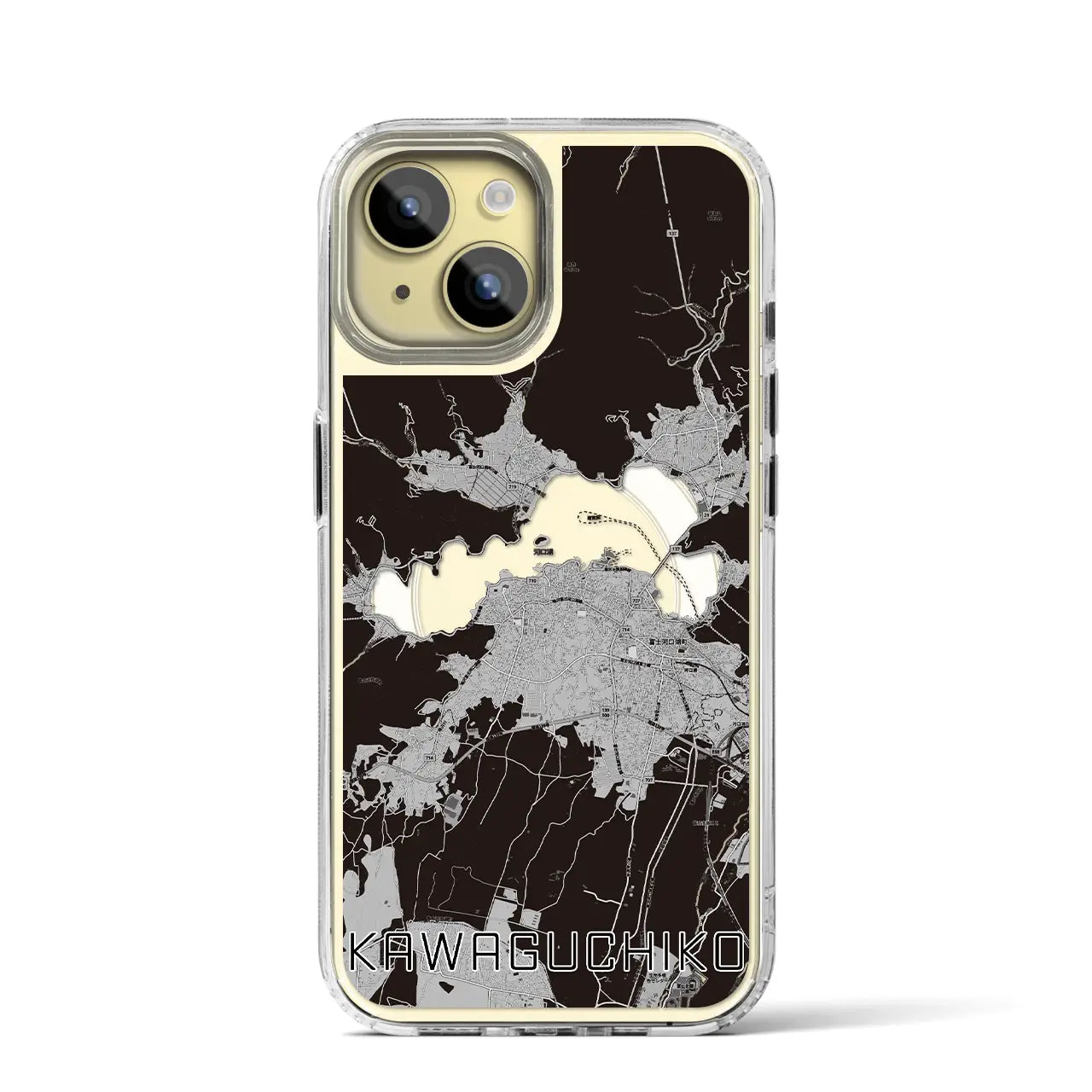 【河口湖（山梨県）】地図柄iPhoneケース（MagSafeタイプ）