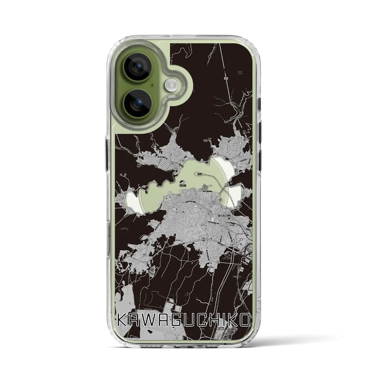 【河口湖（山梨県）】地図柄iPhoneケース（MagSafeタイプ）