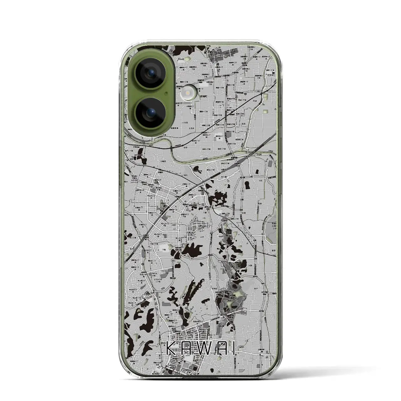 【河合（奈良県）】地図柄iPhoneケース（クリアタイプ）モノトーン・iPhone 17 Pro Max 用