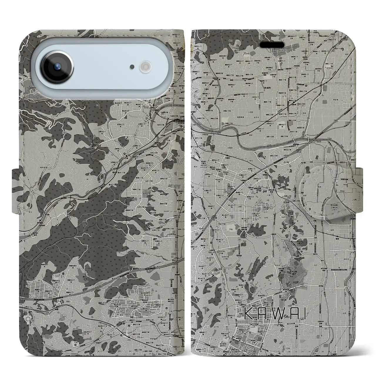 【河合（奈良県）】地図柄iPhoneケース（手帳タイプ）