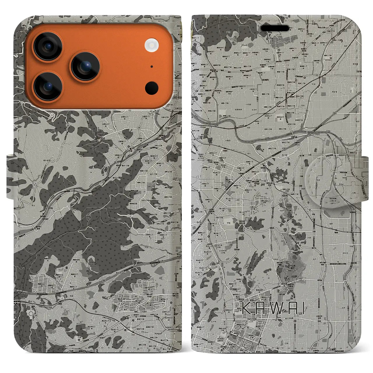 【河合（奈良県）】地図柄iPhoneケース（手帳タイプ）